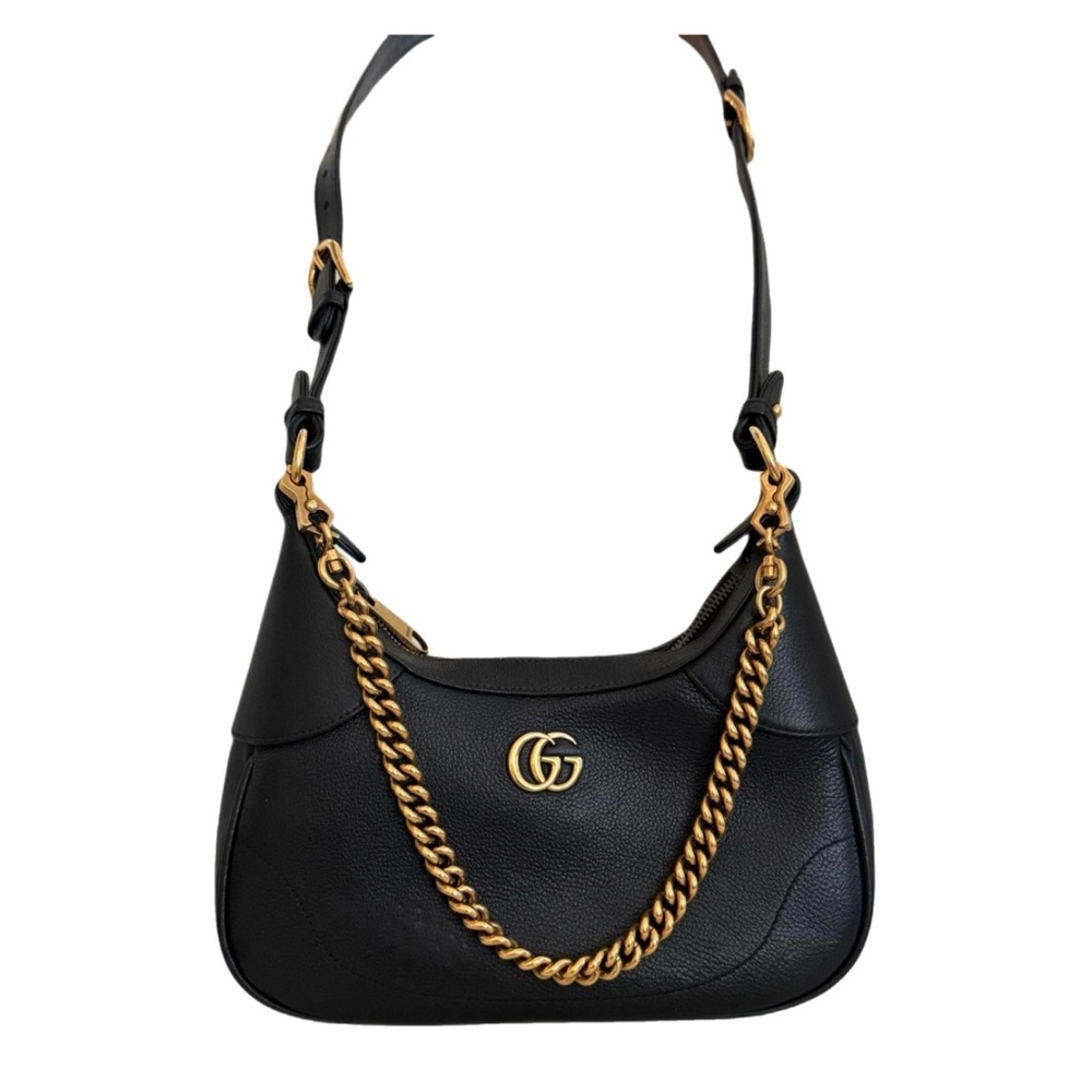 Gucci Black Leather Shoulder Bag with Gold Chain - Picture 4 of 16